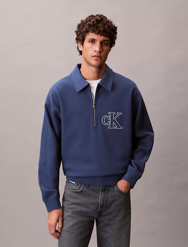 Varsity Monogram Logolu Çeyrek Fermuarlı Sweatshirt Varsity Monogram Logolu Çeyrek Fermuarlı Sweatshirt