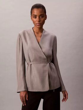Viskon Jakarlı Sargılı Blazer Viskon Jakarlı Sargılı Blazer