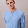 Waffle Örgü Henley Uyku Tişörtü