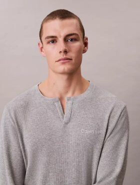 Waffle Örgü Henley Uyku Tişörtü