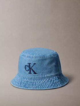 Yıkanmış Denim İşlemeli Logo Kova Şapka