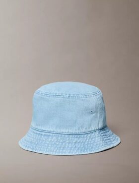 Yıkanmış Denim İşlemeli Logo Kova Şapka