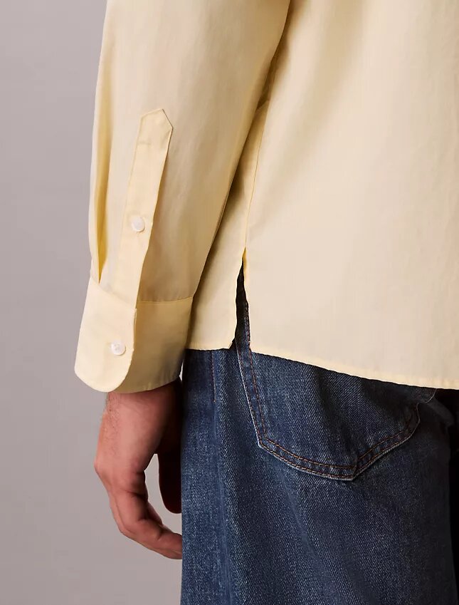 Yıkanmış Poplin Rahat Düğmeli Gömlek Yıkanmış Poplin Rahat Düğmeli Gömlek