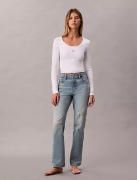 Yüksek Bel Düz Paça Jean