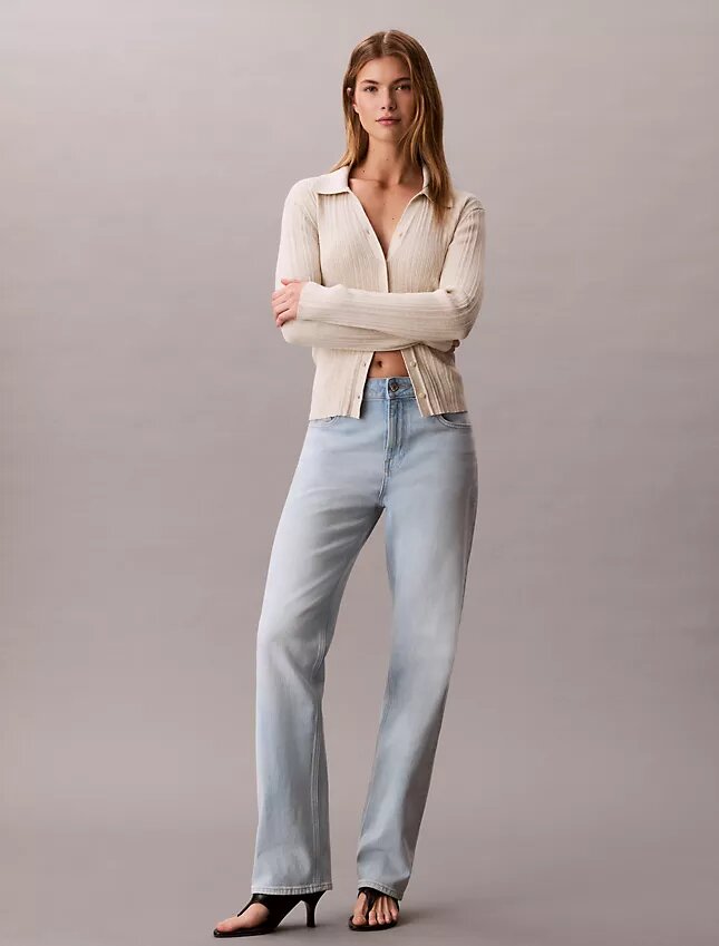 Yüksek Bel Düz Paça Jean Yüksek Bel Düz Paça Jean