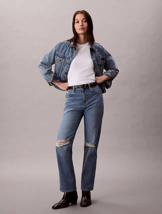 Yüksek Bel Düz Paça Jean Yüksek Bel Düz Paça Jean