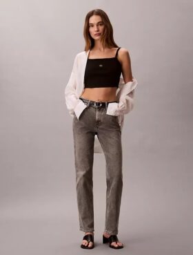 Yüksek Bel Düz Paça Jean Yüksek Bel Düz Paça Jean