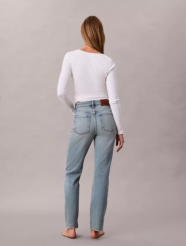 Yüksek Bel Düz Paça Jean Yüksek Bel Düz Paça Jean