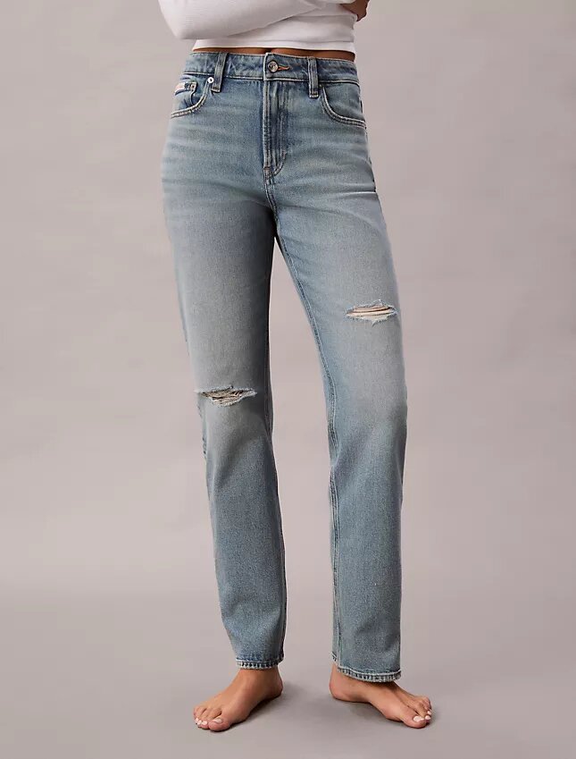 Yüksek Bel Düz Paça Jean Yüksek Bel Düz Paça Jean