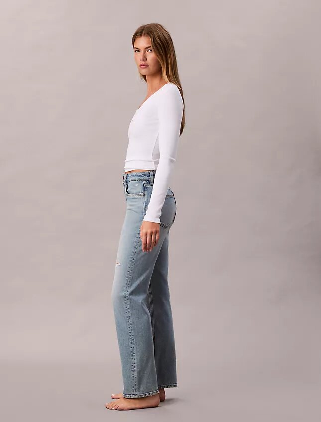Yüksek Bel Düz Paça Jean Yüksek Bel Düz Paça Jean