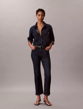 Yüksek Bel Kısaltılmış Geniş Paça Jean