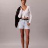 Yüksek Bel Midi Denim Şort Yüksek Bel Midi Denim Şort