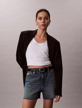 Yüksek Bel Midi Denim Şort