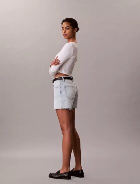 Yüksek Bel Midi Denim Şort