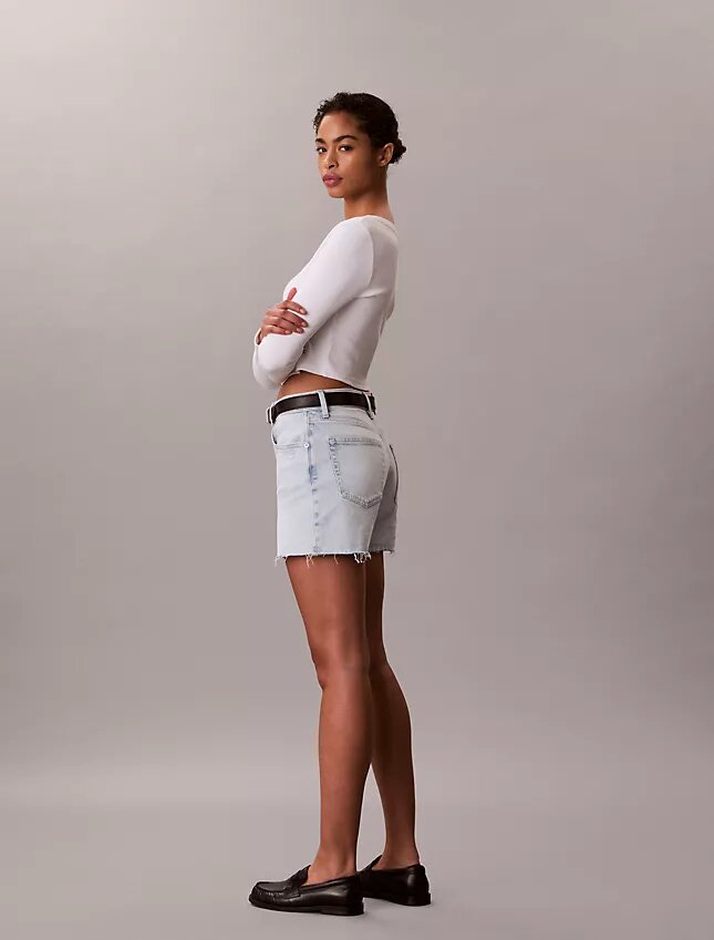 Yüksek Bel Midi Denim Şort Yüksek Bel Midi Denim Şort