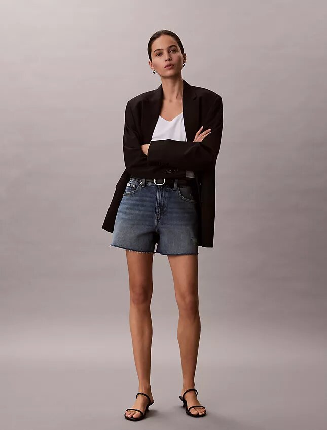 Yüksek Bel Midi Denim Şort Yüksek Bel Midi Denim Şort