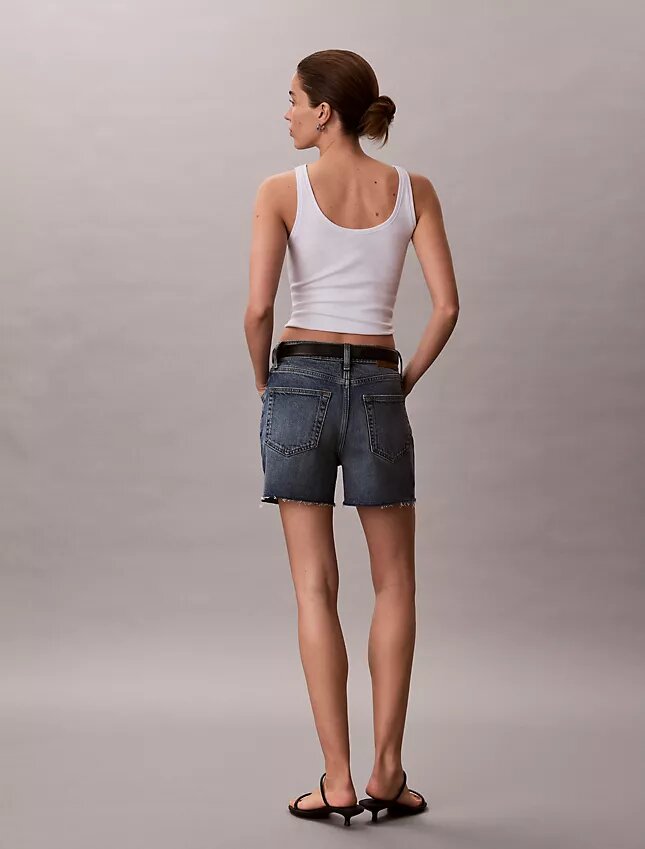 Yüksek Bel Midi Denim Şort Yüksek Bel Midi Denim Şort