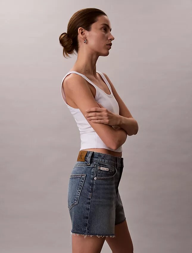Yüksek Bel Midi Denim Şort Yüksek Bel Midi Denim Şort