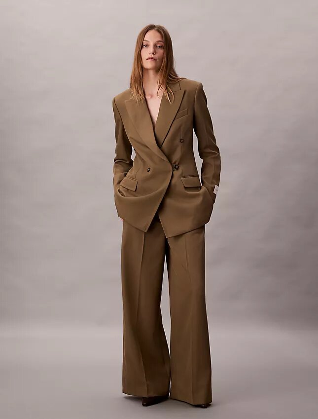 Yün Gabardin Geniş Paça Pantolon Yün Gabardin Geniş Paça Pantolon