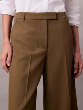 Yün Gabardin Geniş Paça Pantolon