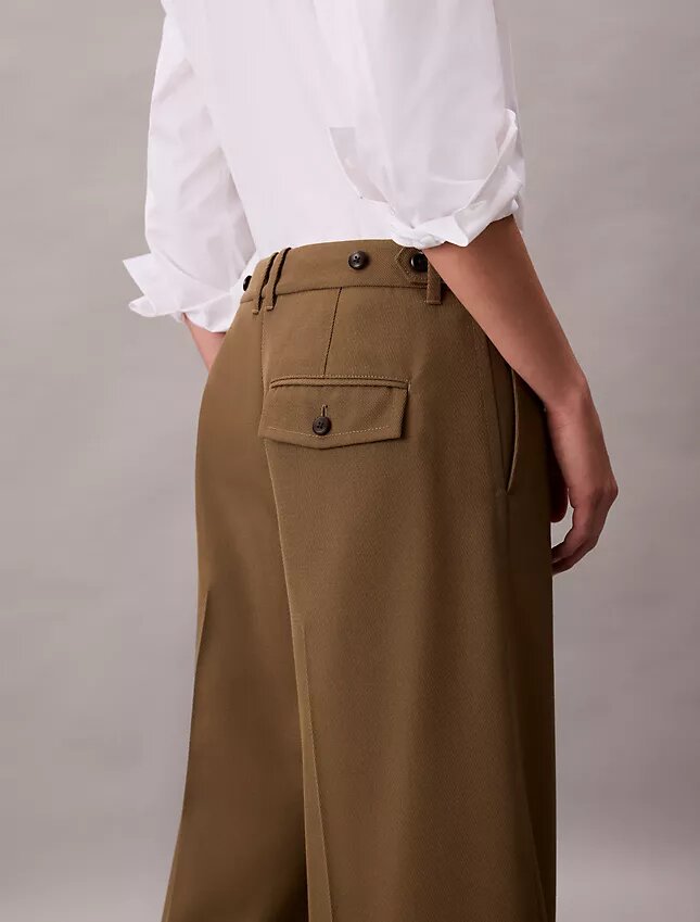 Yün Gabardin Geniş Paça Pantolon Yün Gabardin Geniş Paça Pantolon