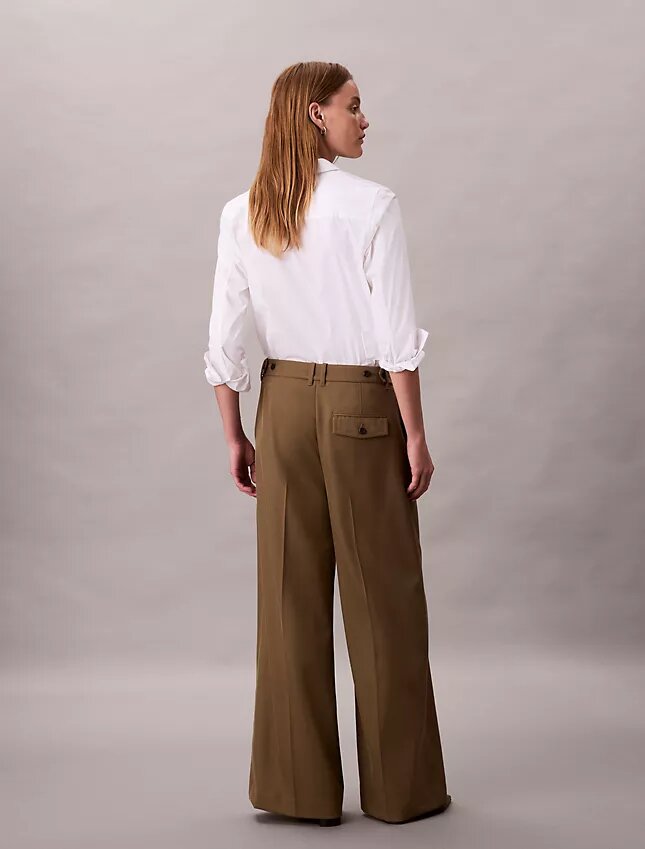 Yün Gabardin Geniş Paça Pantolon Yün Gabardin Geniş Paça Pantolon