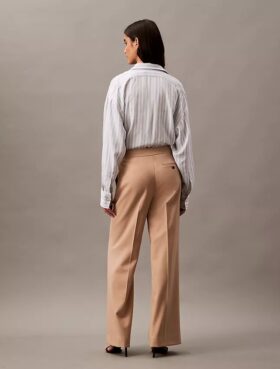Yün Gabardin Karışımı Geniş Paça Pantolon