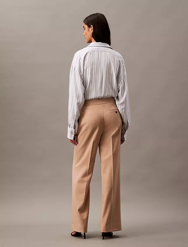 Yün Gabardin Karışımı Geniş Paça Pantolon Yün Gabardin Karışımı Geniş Paça Pantolon