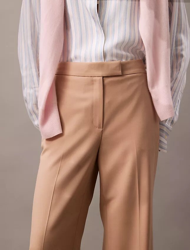 Yün Gabardin Karışımı Geniş Paça Pantolon Yün Gabardin Karışımı Geniş Paça Pantolon
