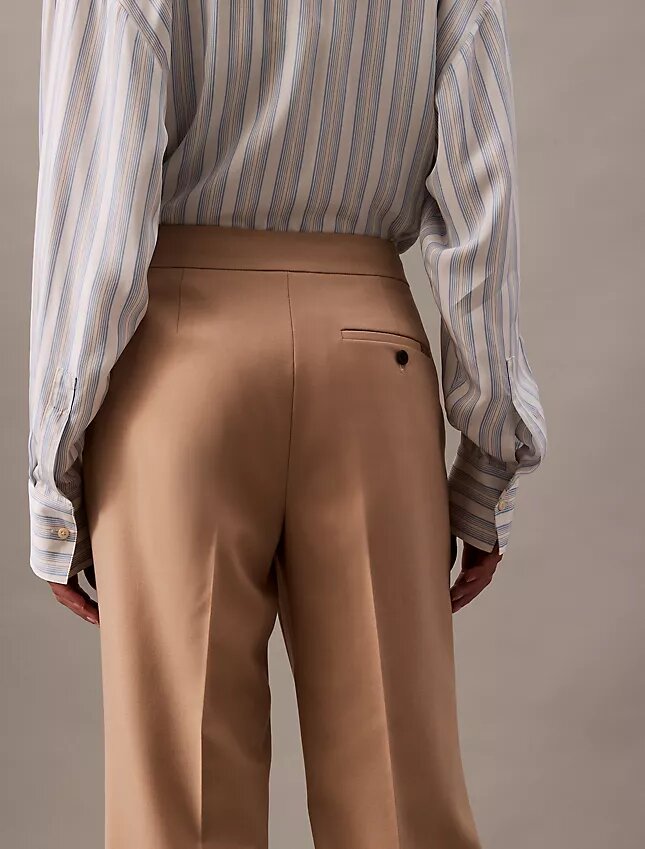 Yün Gabardin Karışımı Geniş Paça Pantolon Yün Gabardin Karışımı Geniş Paça Pantolon